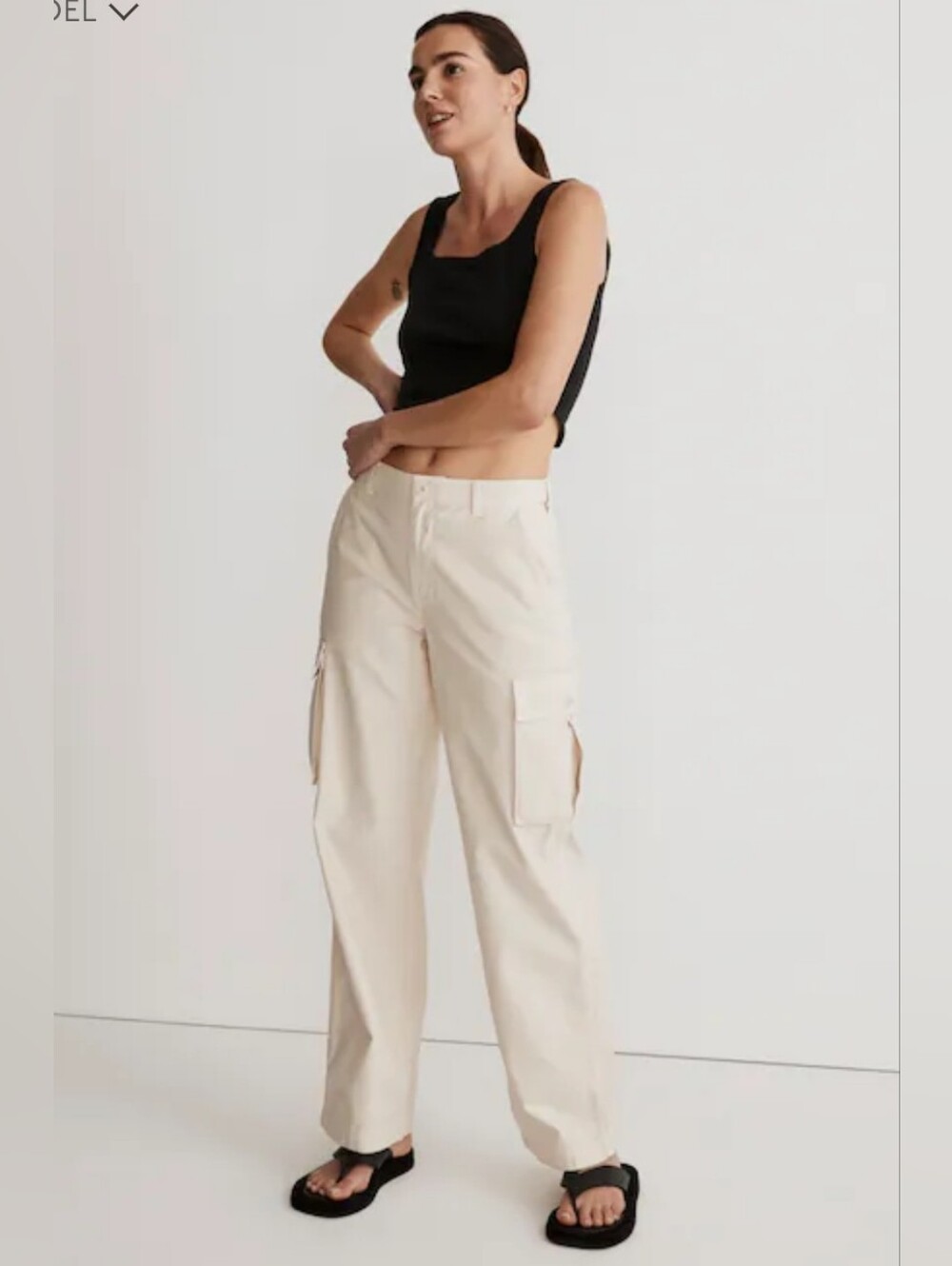 Madewell Garment-Dyed Low-Slung Straight Cargo Pants Cream Size 28